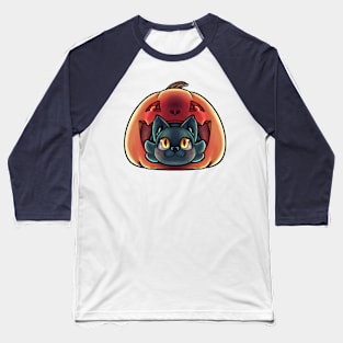 Cat in a carved pumpkin Baseball T-Shirt